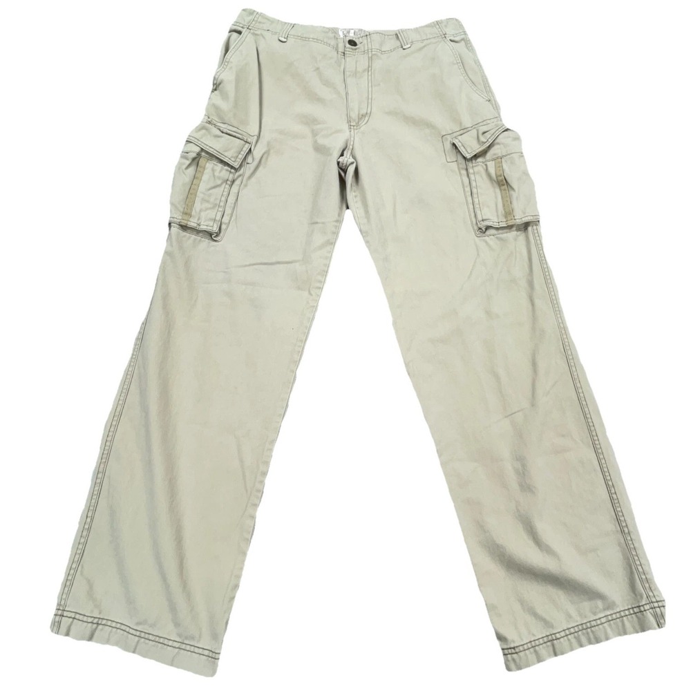 Vintage Plugg Cargo Pants Men 36x32 Tan Heavy Baggy Skater Y2K 2000s Hiking
